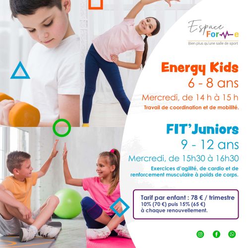A partir de septembre 2024, Espace Forme Aurillac propose des cours pour enfants, âgés de 6 à 12 ans.