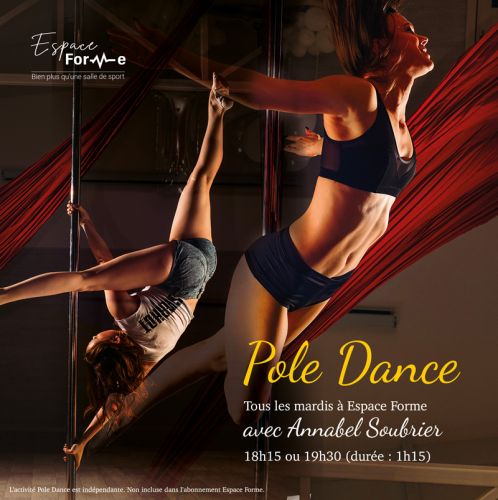 Affiche Pole Dance avec Annabel Soubrier, tous les mardis, salle de sport Espace Forme à Aurillac